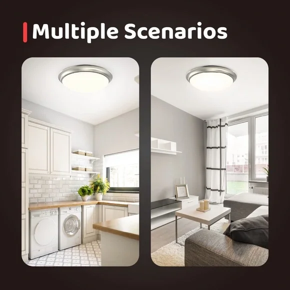 LED Ceiling Light Brushed Nickel Frosted Glass Shade Light Fixture for Bedroom - Picture 8 of 10